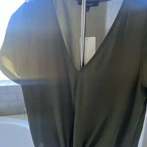 Madewell Olive V-Neck Blouse